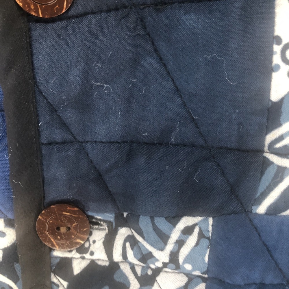 Lost City Art Womens Size S/M  Blue Patchwork Quilt Button Coat Jacket - Picture 8 of 11